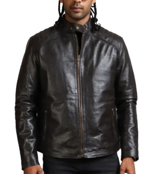 Sword Men  Dark Brown Real Leather Jacket