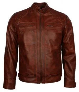 Men’s Crocodile Brown Biker Leather Jacket