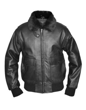 G-1 Top Gun Classic Black Leather Bomber Jacket
