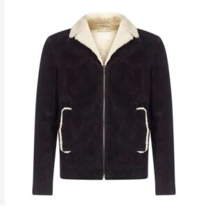 SAINT LAURENT MEN’S BLACK SUEDE AND SHEARLING BOMBER JACKET