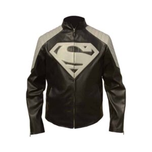 SUPERMAN GRAY AND BLACK LEATHER JACKET