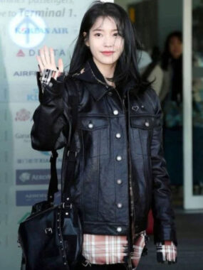 Black Trucker K-pop Iu Leather Jacket