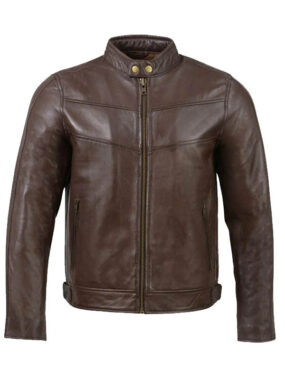 Men's Cafe Racer Brown Biker Jacket