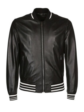 Dolce & Gabbana Black Bomber Leather Jacket