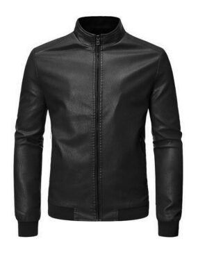 Men's Black Casual Biker Bomber Jacket