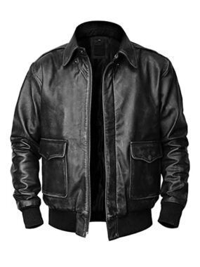 Men's A2 Aviator Flight Pilot Black Jacket