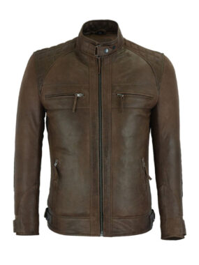 Men's Cafe Racer Waxed Chocolate Brown Jacket
