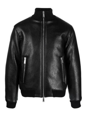 Men's Black Bomber Leather Jacket