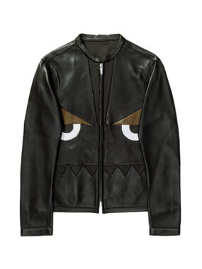 Men's Fendi Monster Eyes Black Leather Jacket