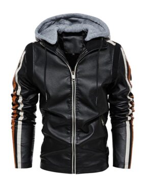 Men's Hooded Retro Biker Leather Jacket