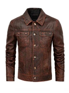 Men 's Vintage Brown Cowhide Leather Jacket