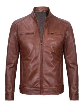 Men's Vintage Style Brown Biker Jacket