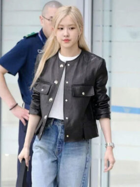 Rose Blackpink Black Leather Jacket