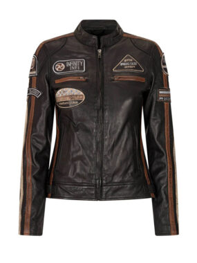 Women's Dark Brown Retro Biker Leather Jacket