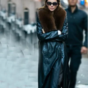 Kendall-Jenner-Black-Long-Fur-Collar-Leather-Coat