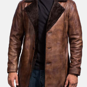 Mens-Brown-Distressed-Fur-Leather-Coat