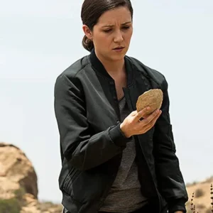 Shannon-Woodward-Westworld-Black-Bomber-Jacket